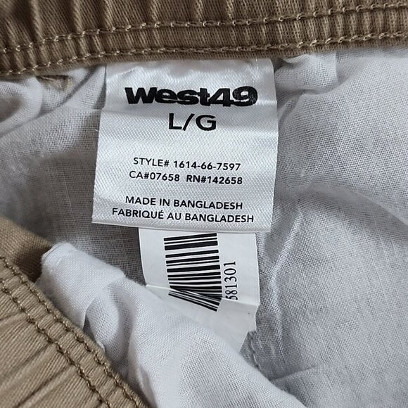 West49 Men's Twill Jogger Pant Tan Cotton Stretch Elastic Waistband Size Large - Picture 10 of 13